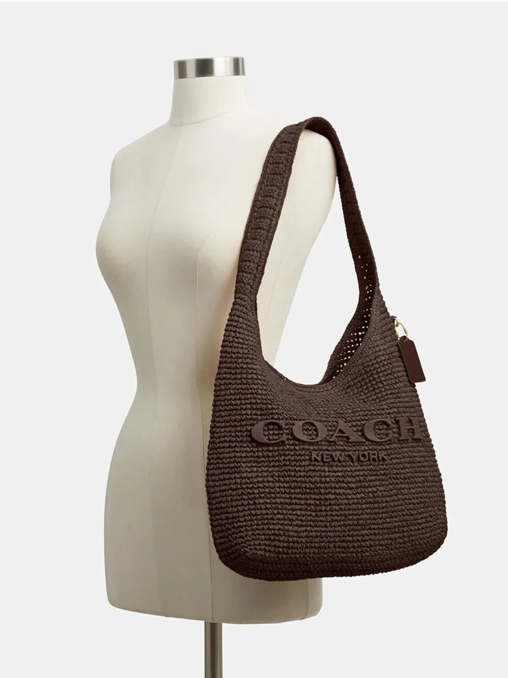 Coach Brown Woven Logo Hobo Bag